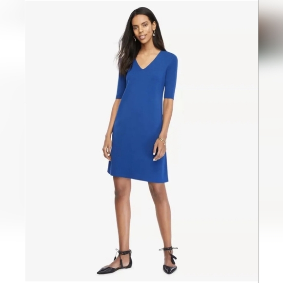 Ann Taylor elbow sleeve V-neck knit sweater dress size S. - Picture 1 of 9